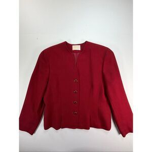 Vintage Pendleton 100% Virgin Wool Red Blazer Jacket USA Women’s Size 12